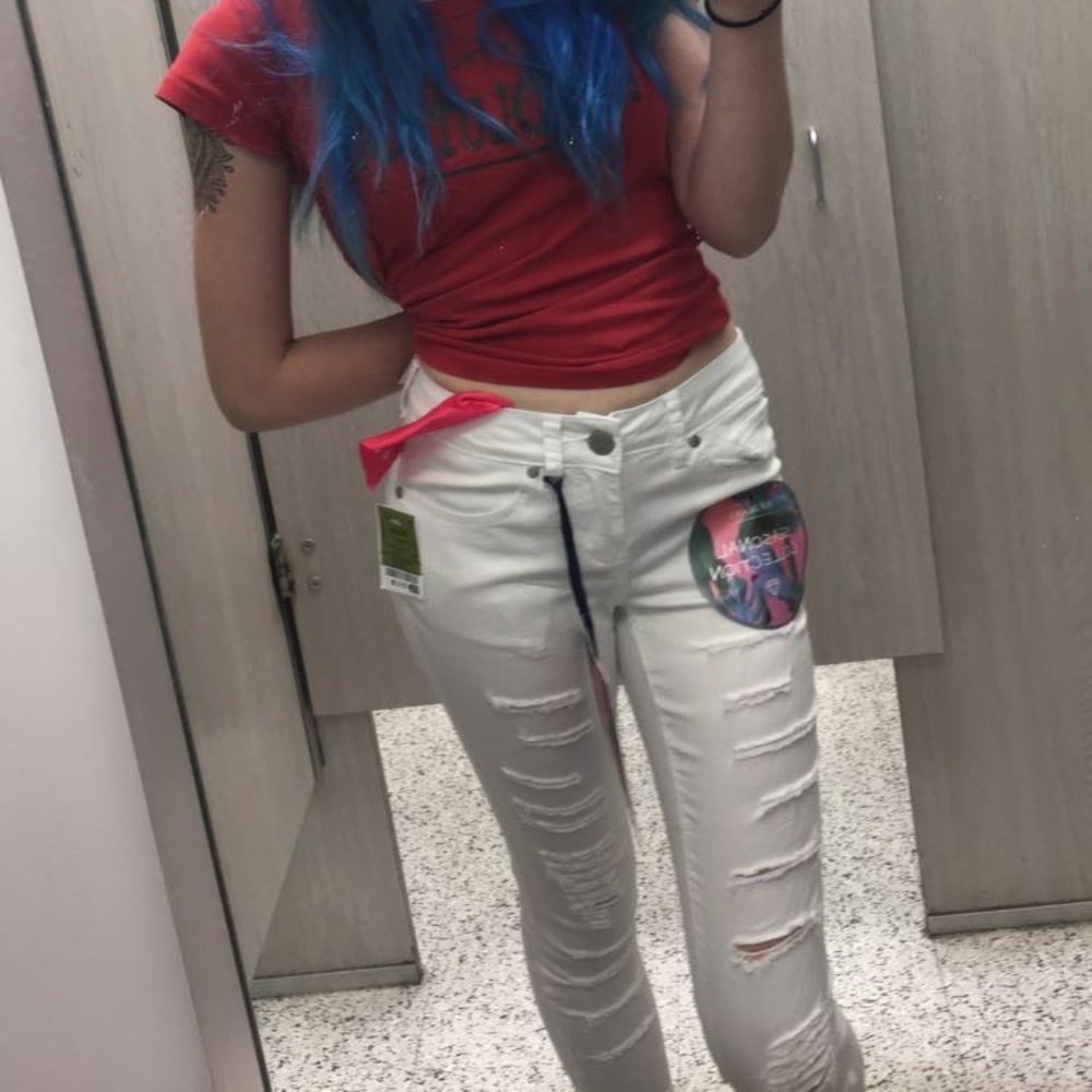 White ripped jeans